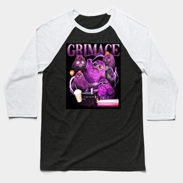 Grimace in 90s Y2k Style Tribute Baseball T-Shirt by Frami Blair